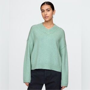 GAP Mint Green V-Neck Knit Sweater